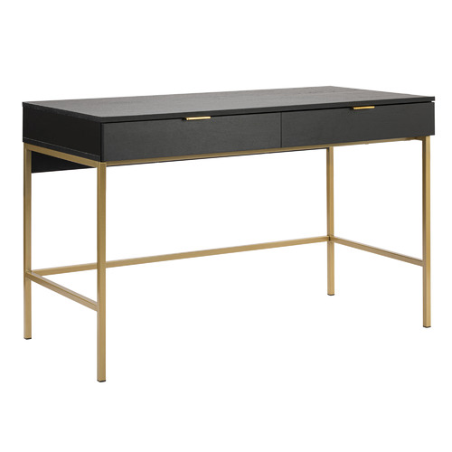 Black 2 drawer deals desk